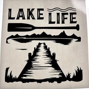 Black Vinyl Car Window‎ Decal 'Lake Life' HANDMADE